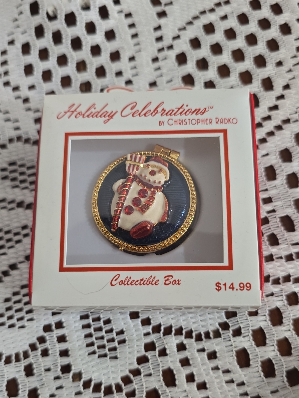 Christopher Radko Holiday Celebrations Snowman Collectible Box - Gold & Red